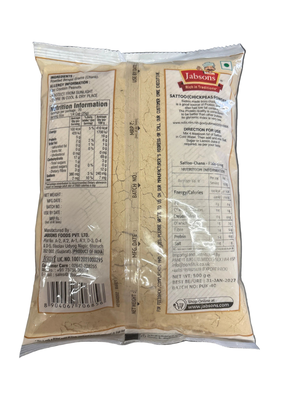 Jabsons Chickpeas Powder Sattoo 500g