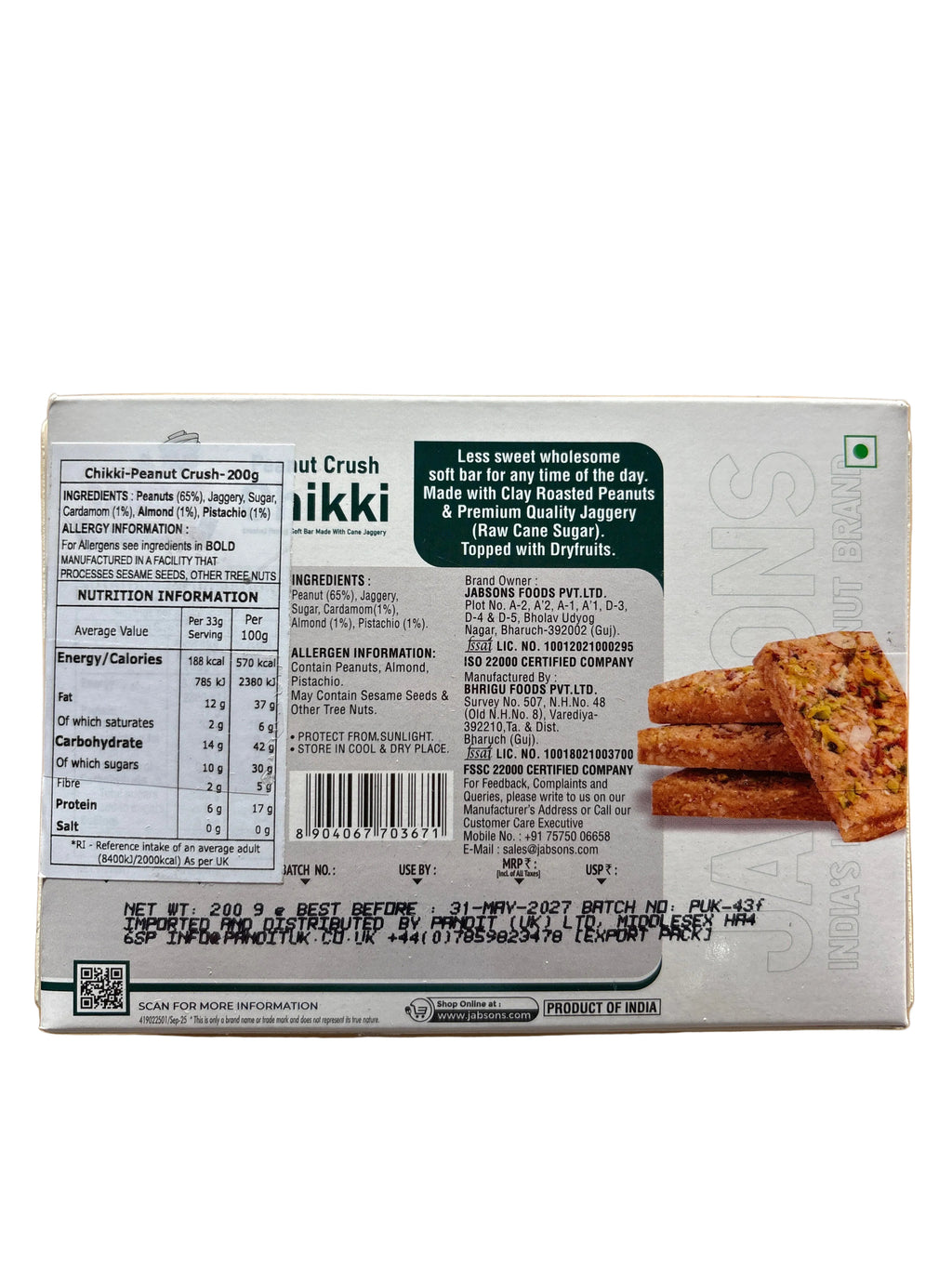 Jabsons Chikki Peanut Crush 200g