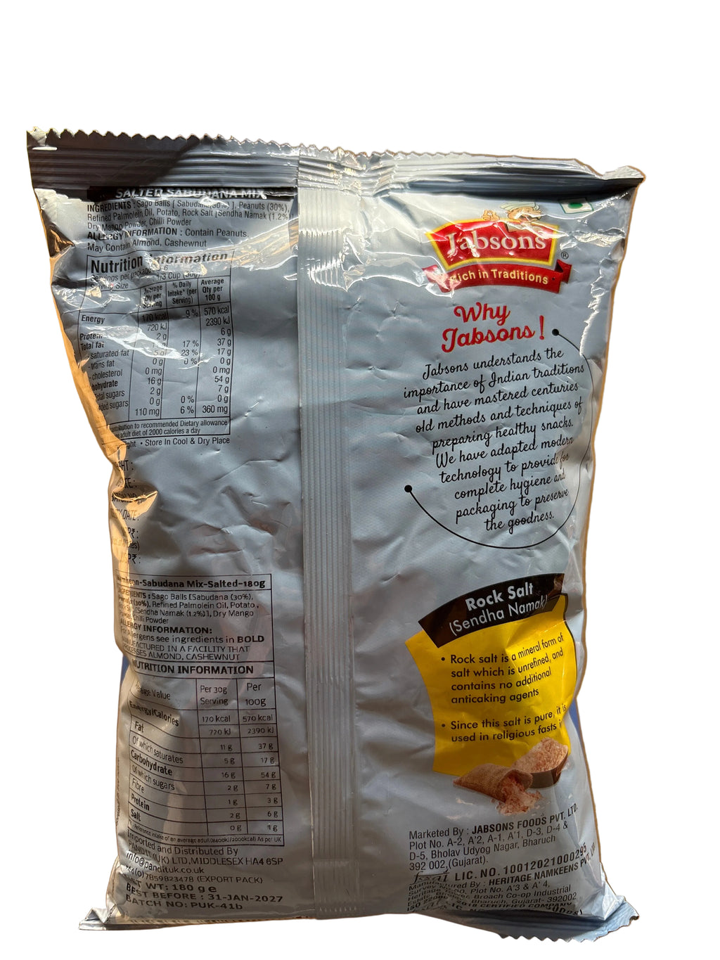Jabsons Sabudana Salted Mix 180g