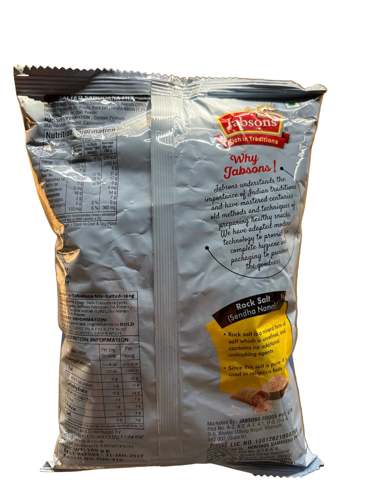 Jabsons Sabudana Salted Mix 180g