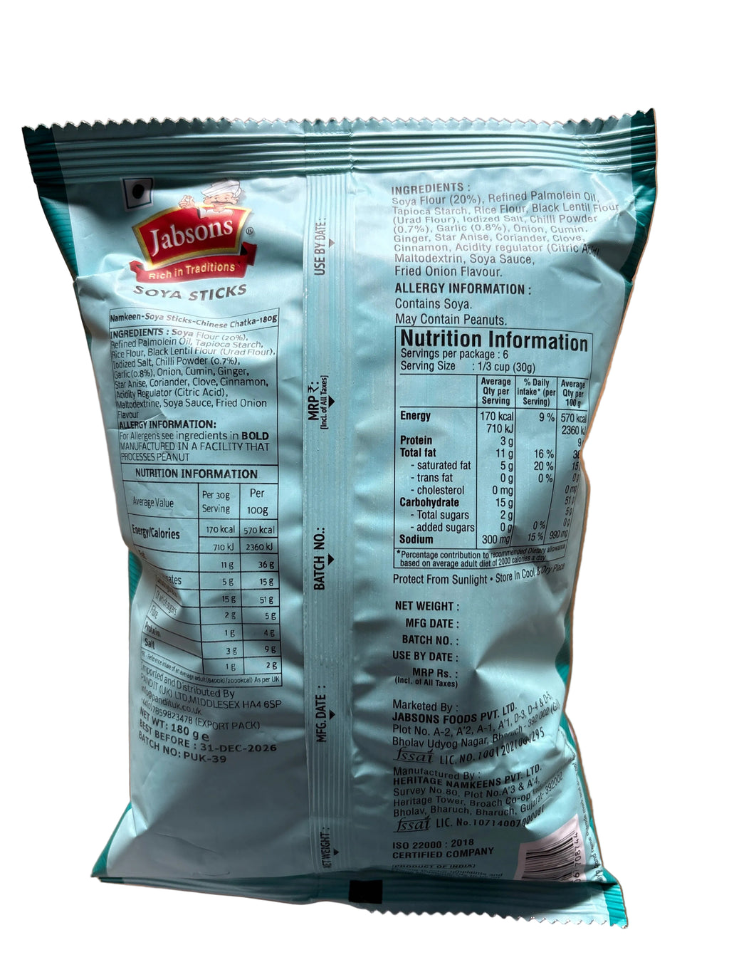 Jabsons Soya Sticks Chinese Chatka 180g