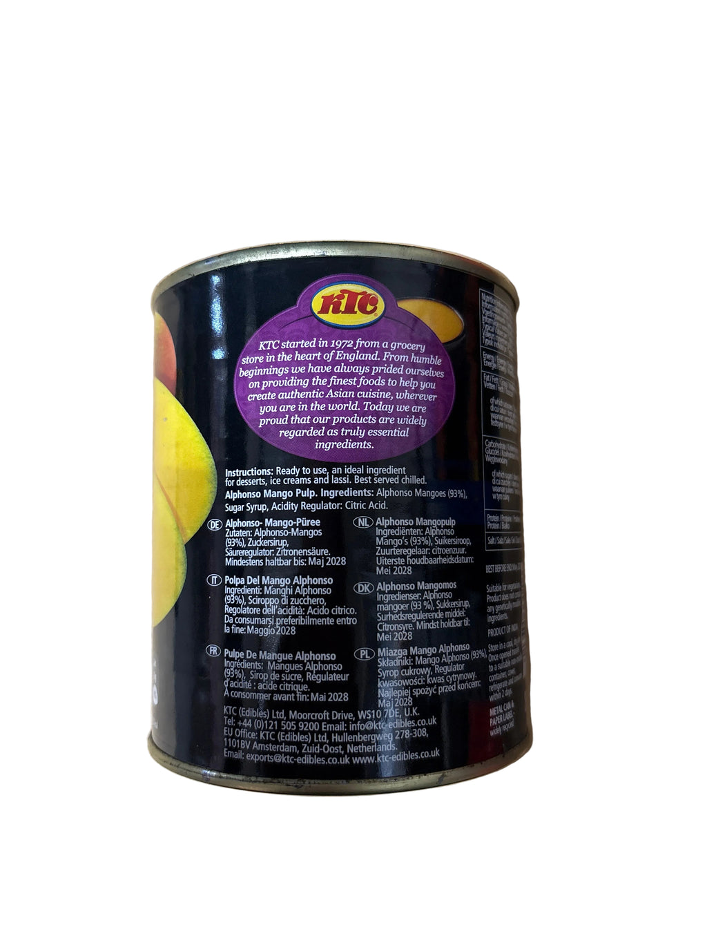 KTC Sweetened Alphonso Mango Pulp 850g