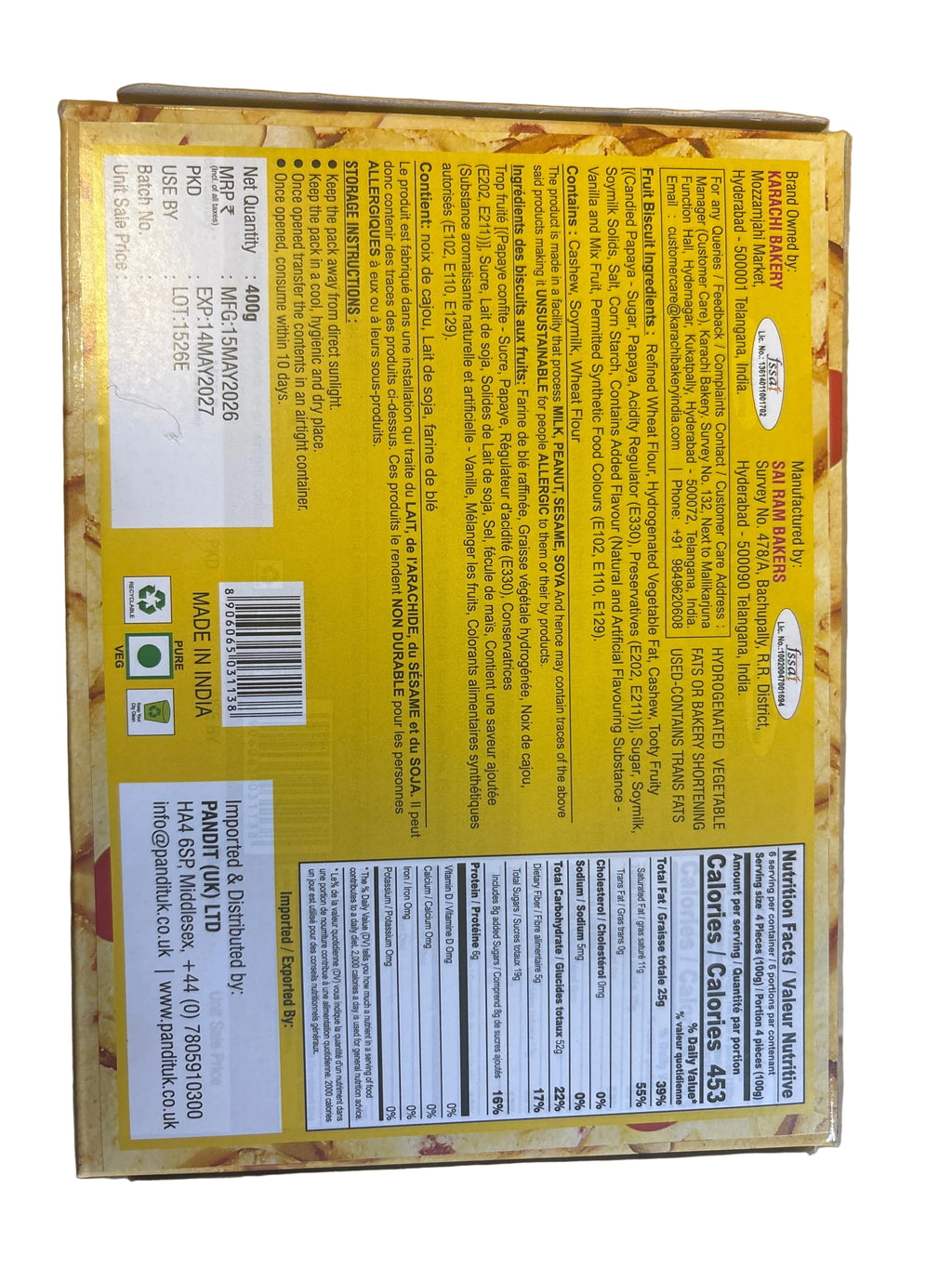 Karachis Fruit Biscuits 400g
