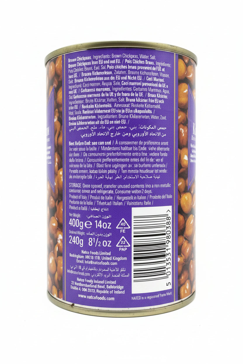 Natco Boiled Brown Chick Peas Kala Chana 400g 2 For £1