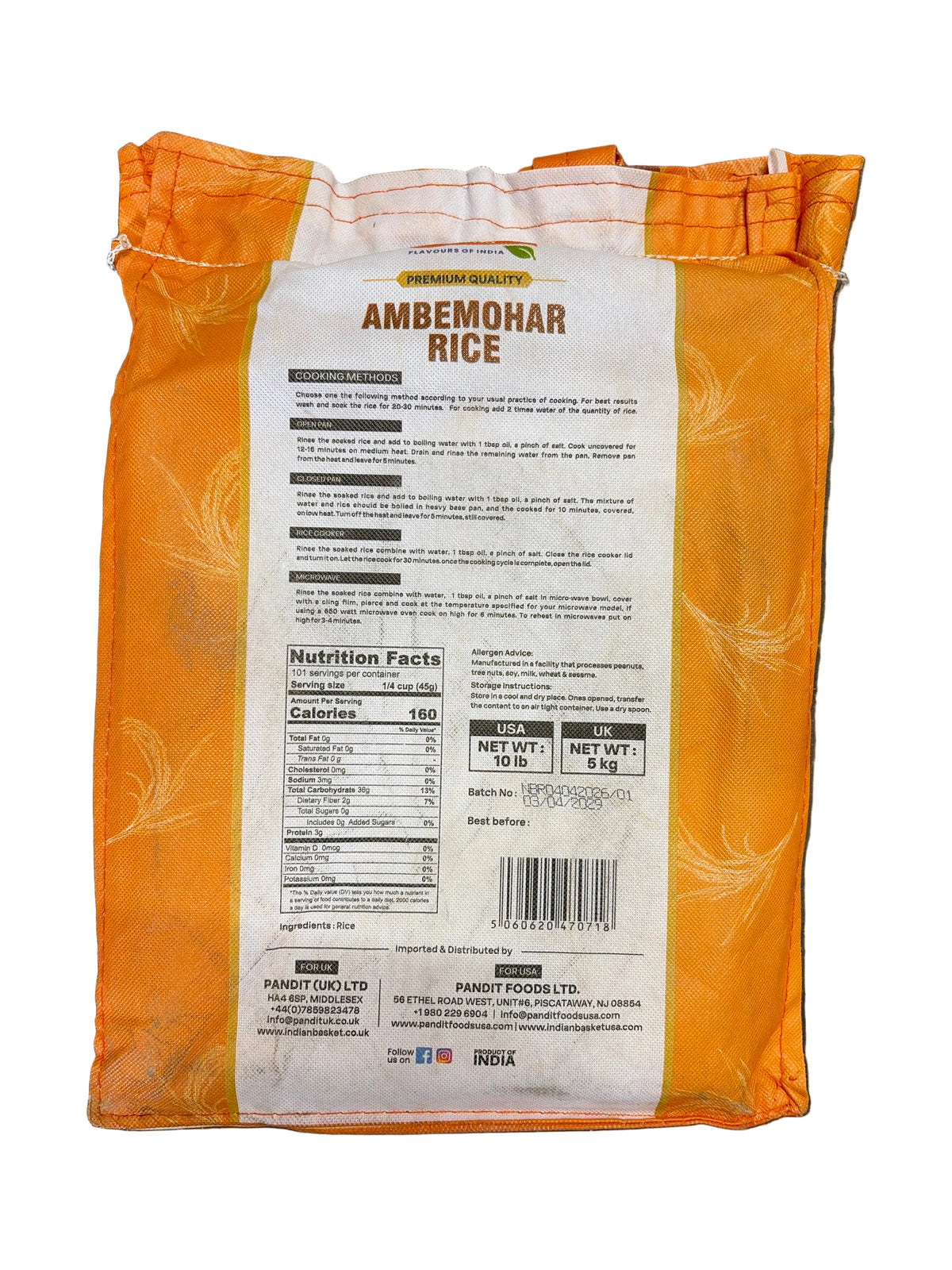 Pandit Foods Ambemohar Rice 5kg