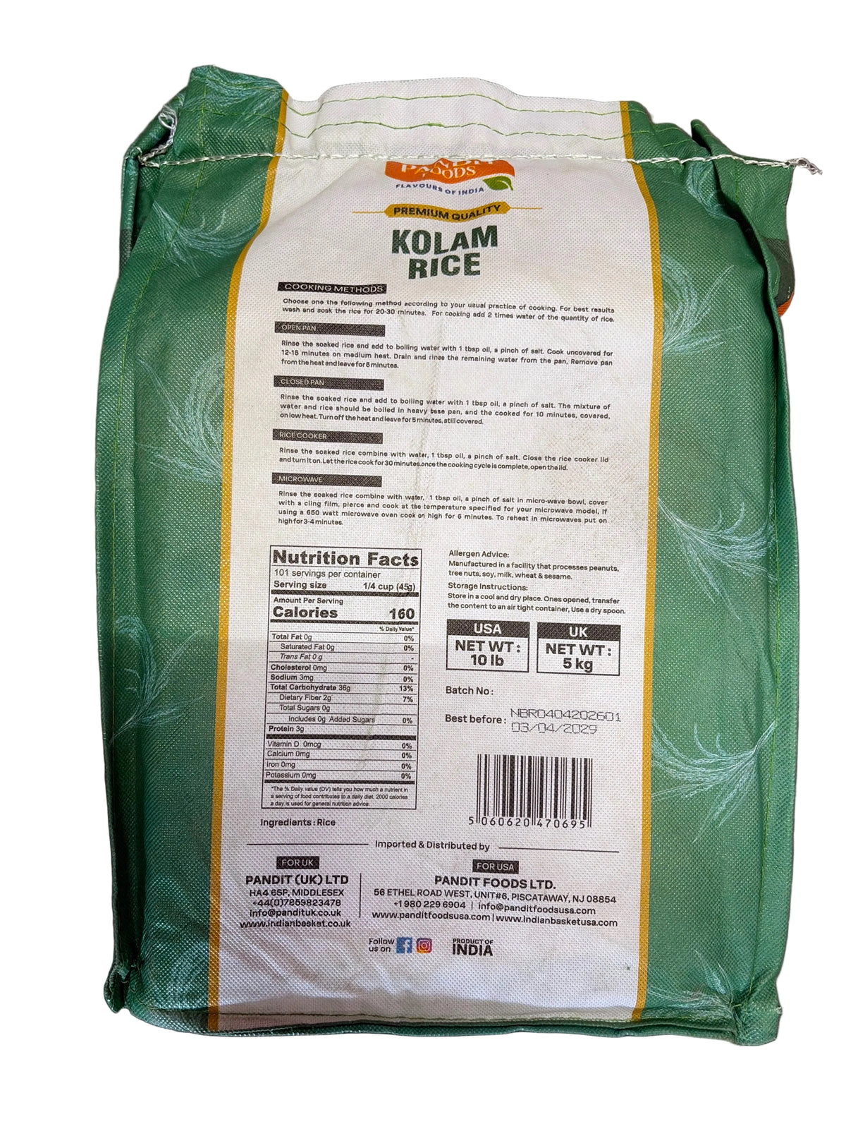 Pandit Foods Kolam Rice 5kg