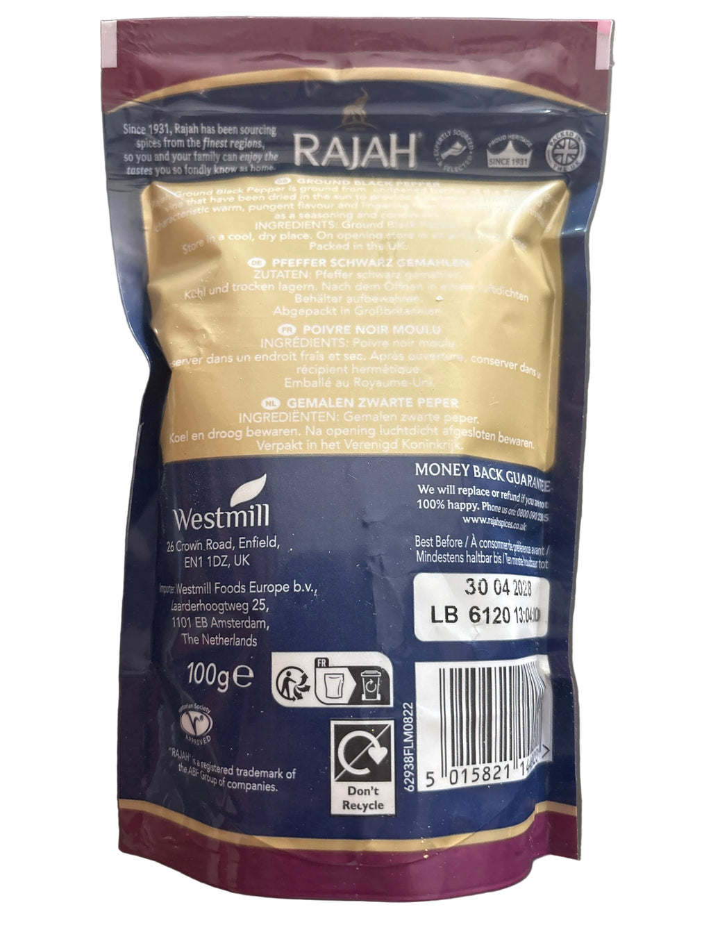 Rajah Ground Black Pepper 100g