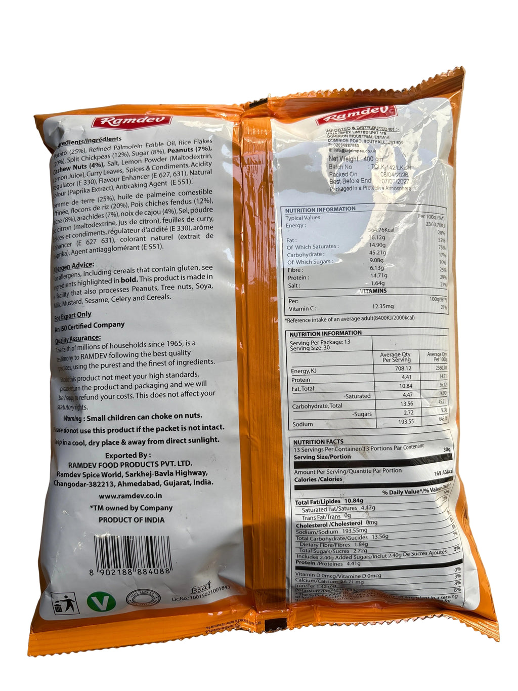 Ramdev Chilli Lemon Kenyan Chevda 400g