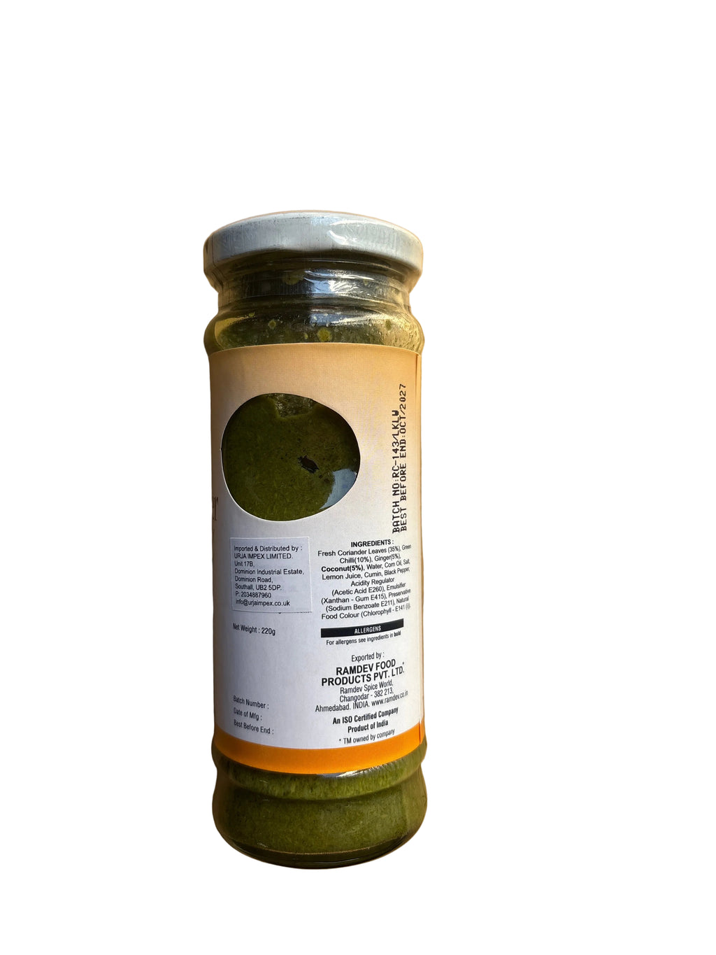 Ramdev Coriander Chutney 220g Mix & Match 2 For £5