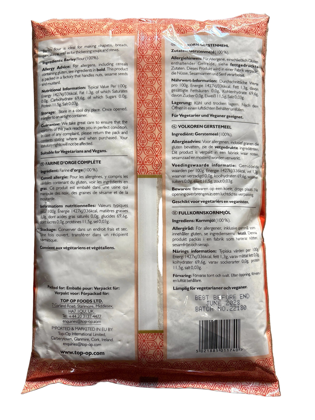 Top Op Barley Wholemeal Flour 1kg