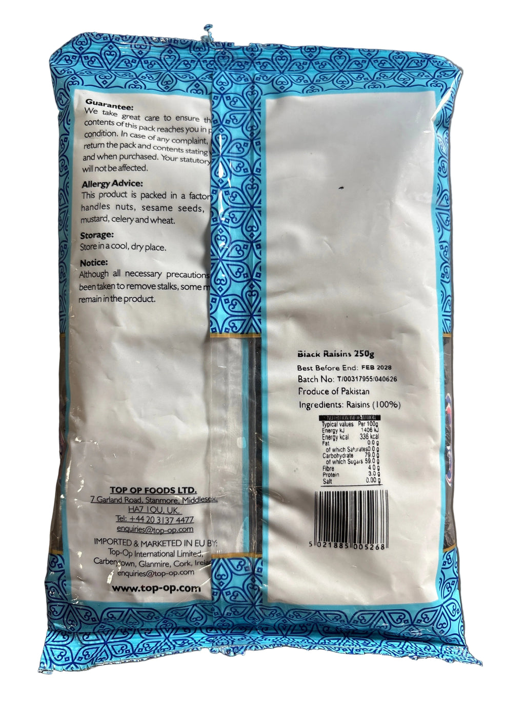 Top Op Black Raisins 250g