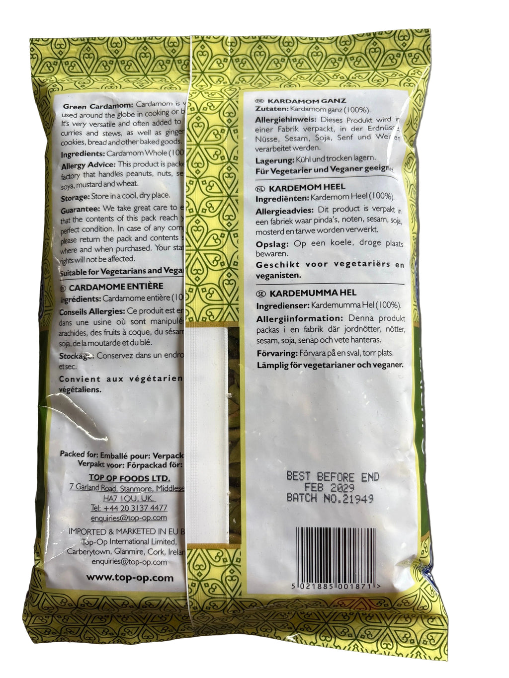 Top Op Cardamom Whole Green 200g