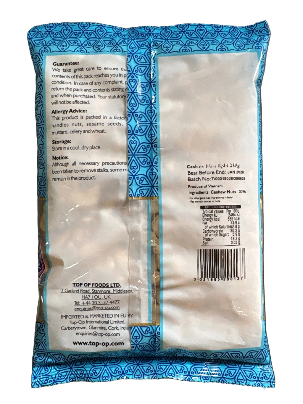 Top Op Cashew Nuts Split 250g