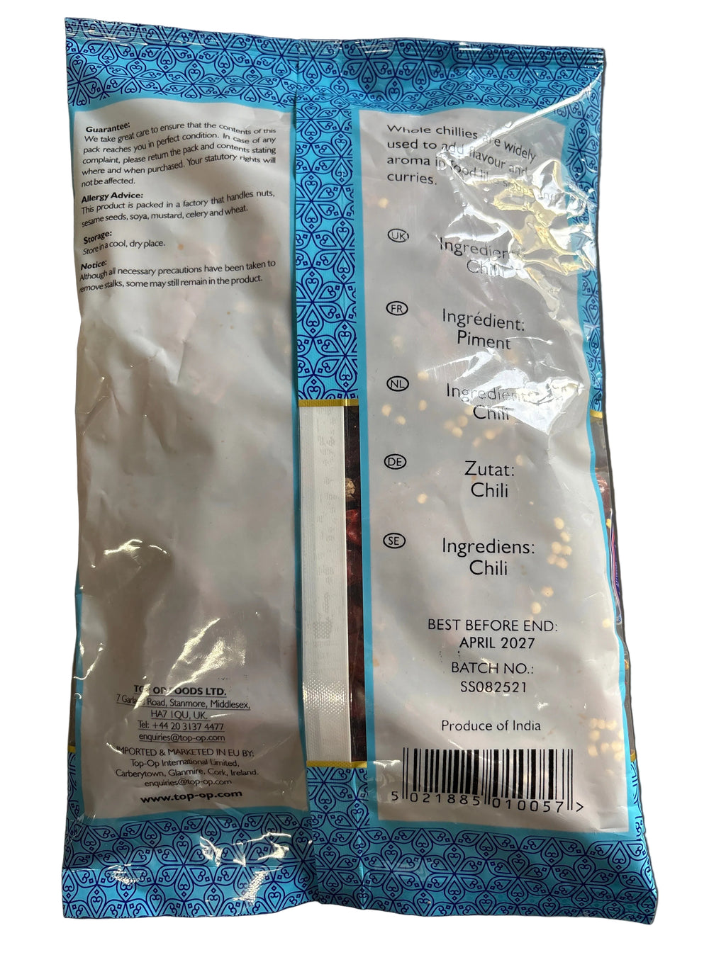 Top Op Chillies Whole Dandicut 250g