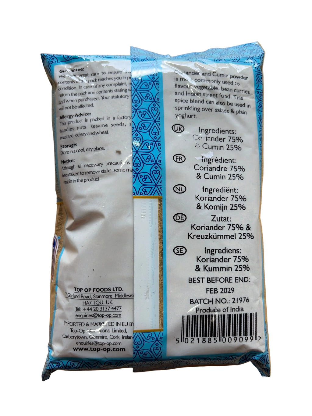 Top Op Dhana Jeera Powder 400g