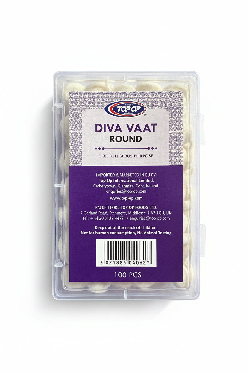 Top Op Diva Vaat Round Cotton Wick 100Pcs