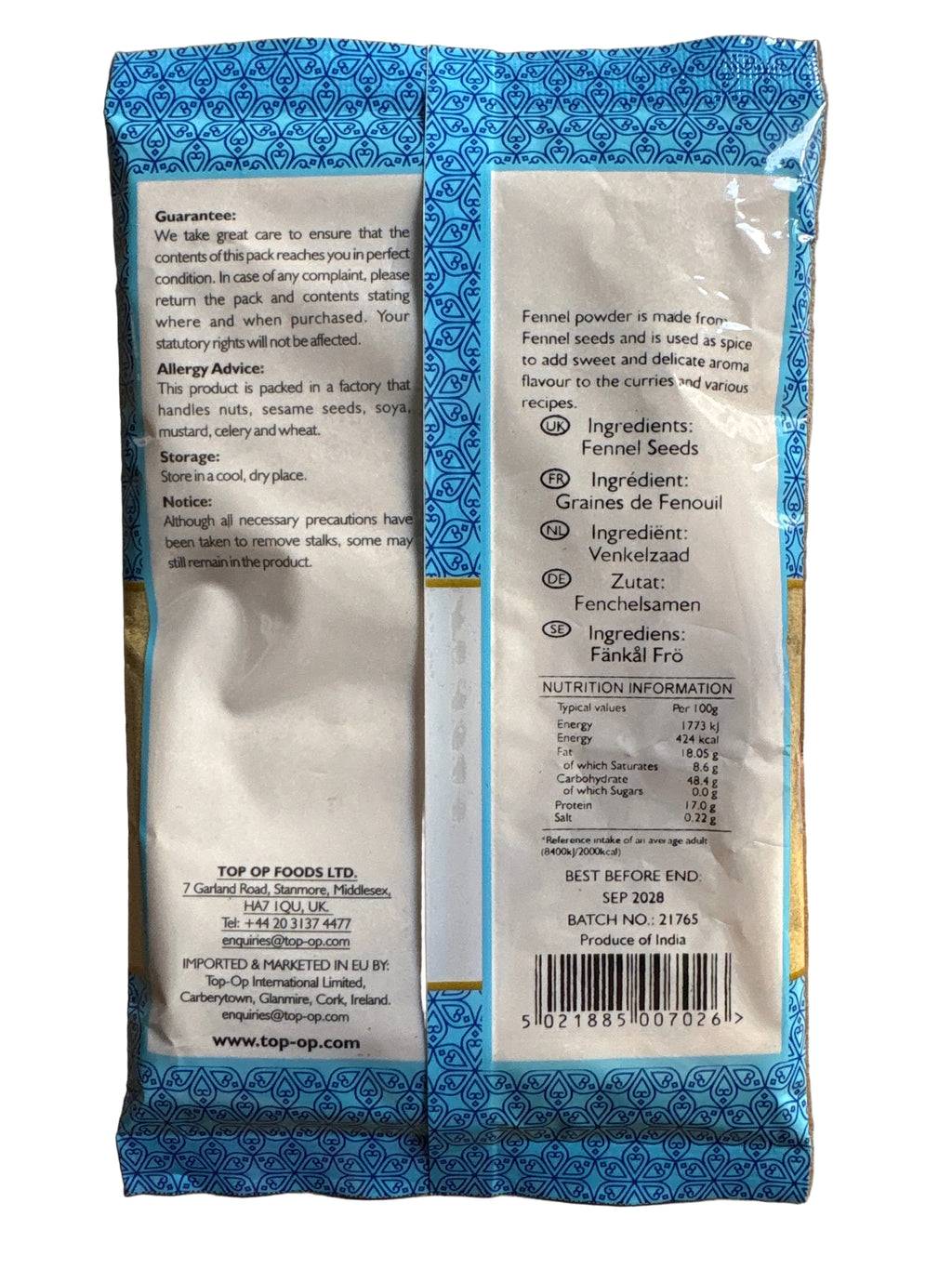 Top Op Valiary Fennel Powder 100g