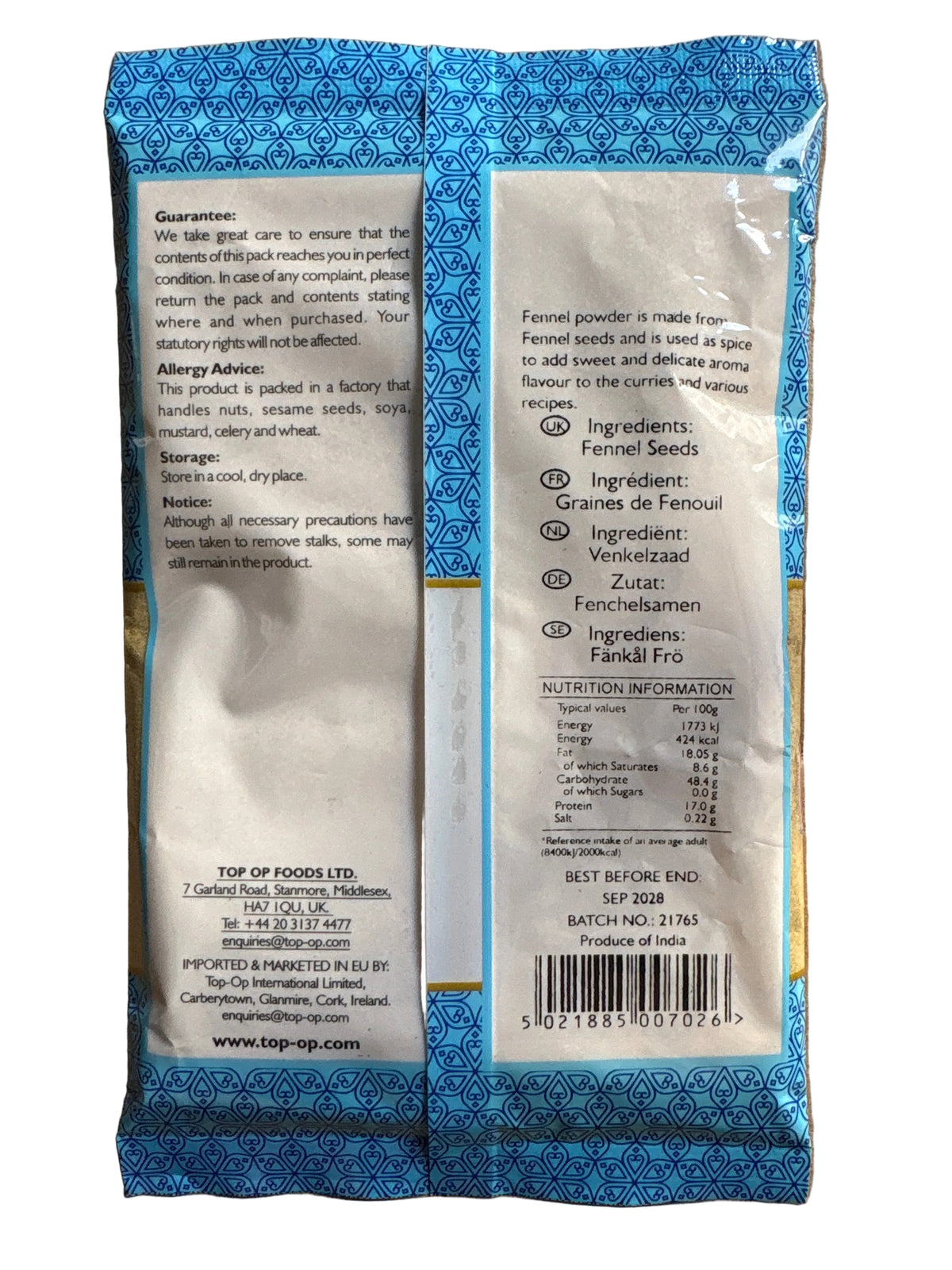 Top Op Valiary Fennel Powder 100g