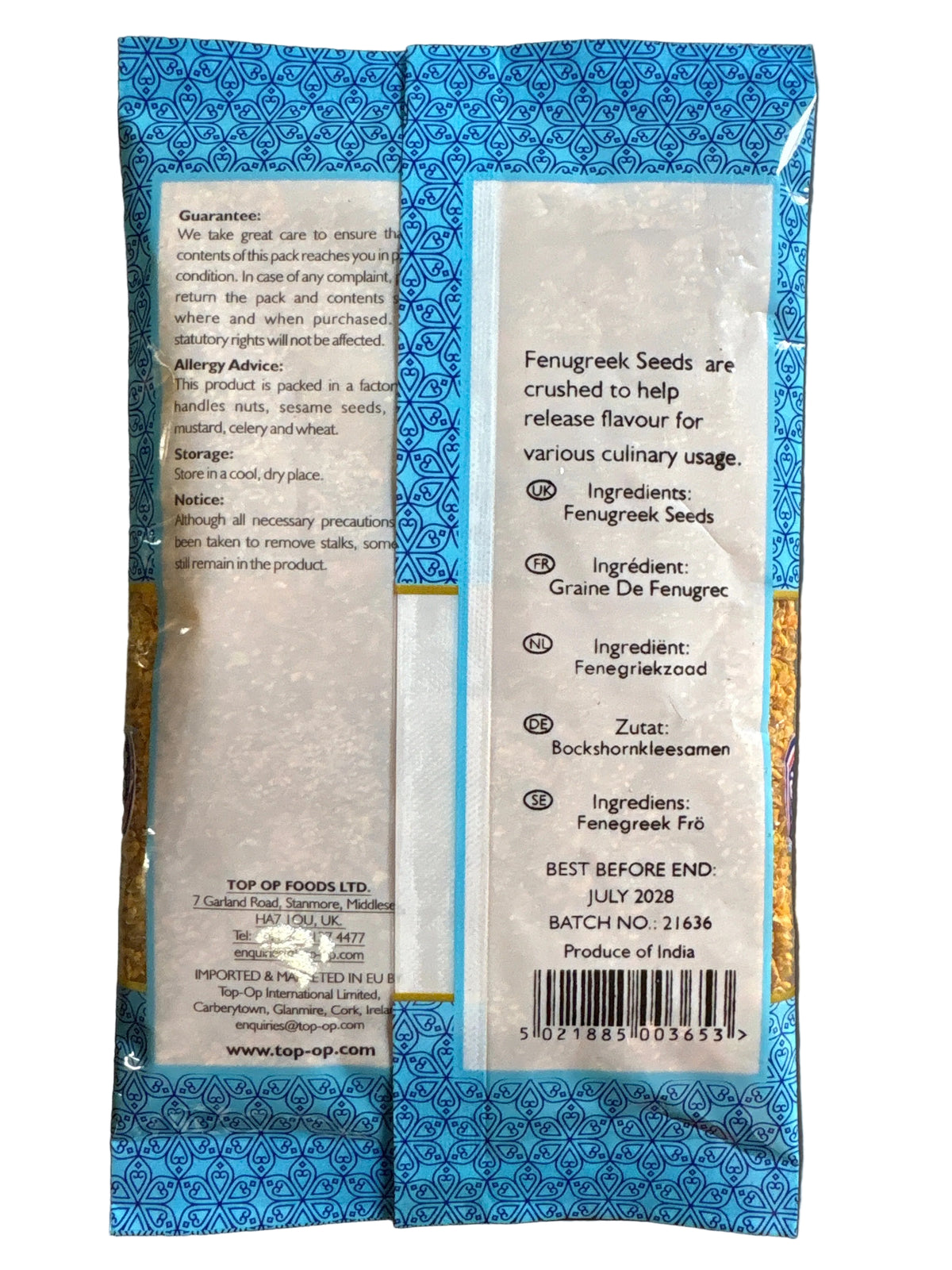 Top Op Fenugreek Seeds Crushed Methi Bhardo 100g