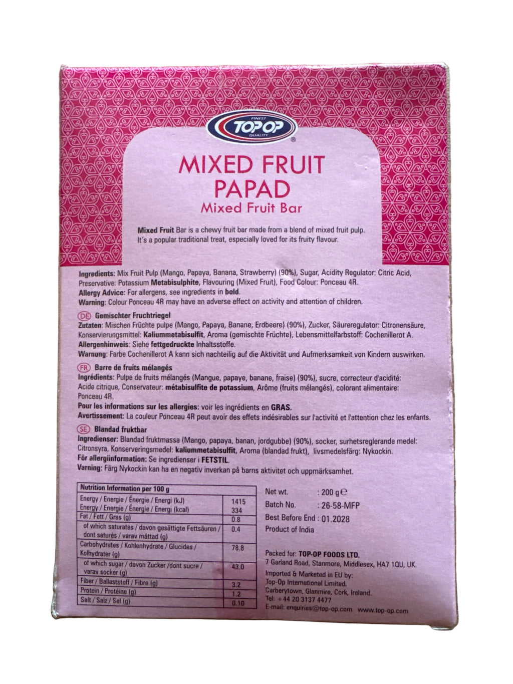 Top Op Mixed Fruit Papad 200g