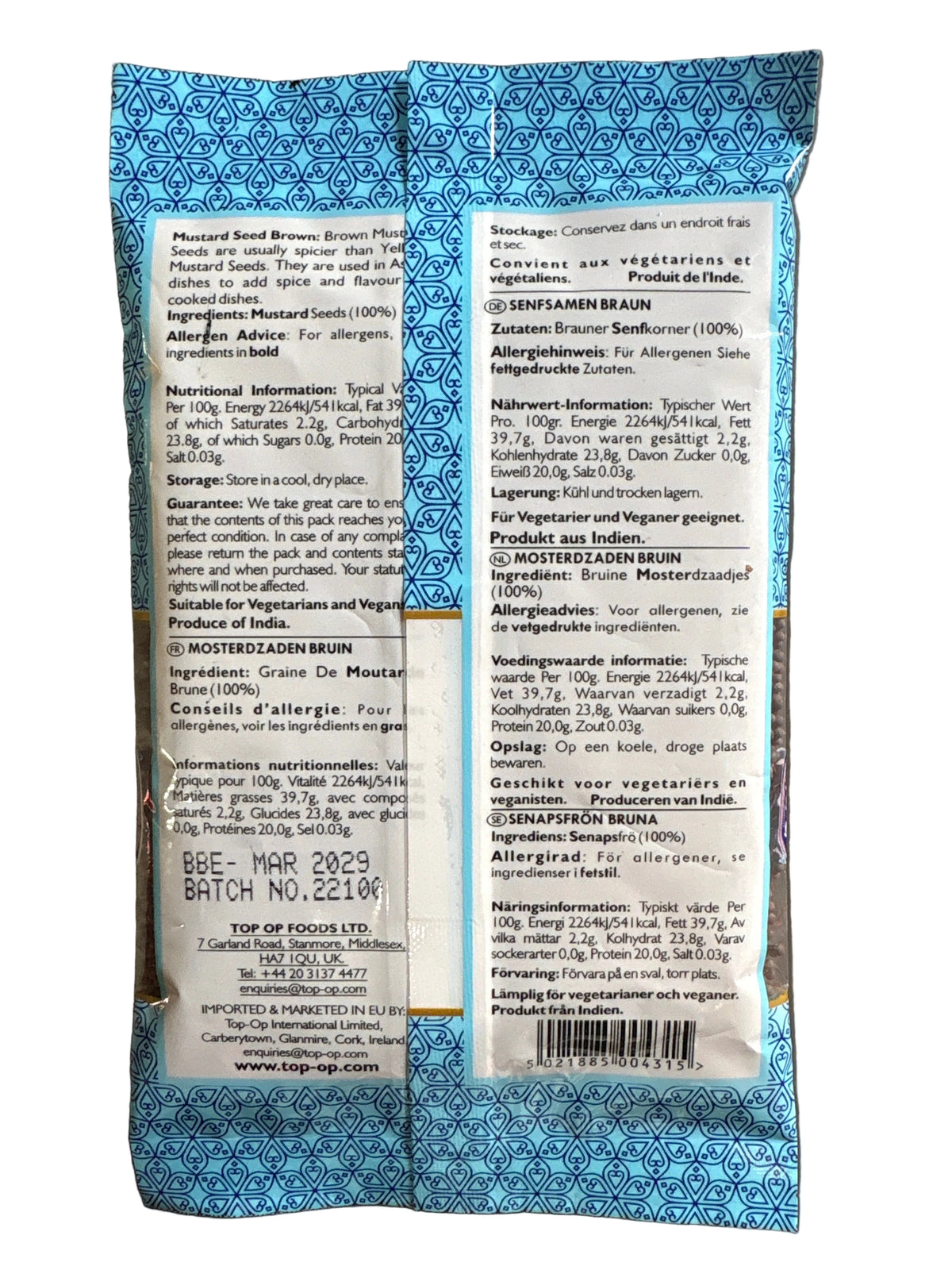 Top Op Mustard Seeds Brown 100g