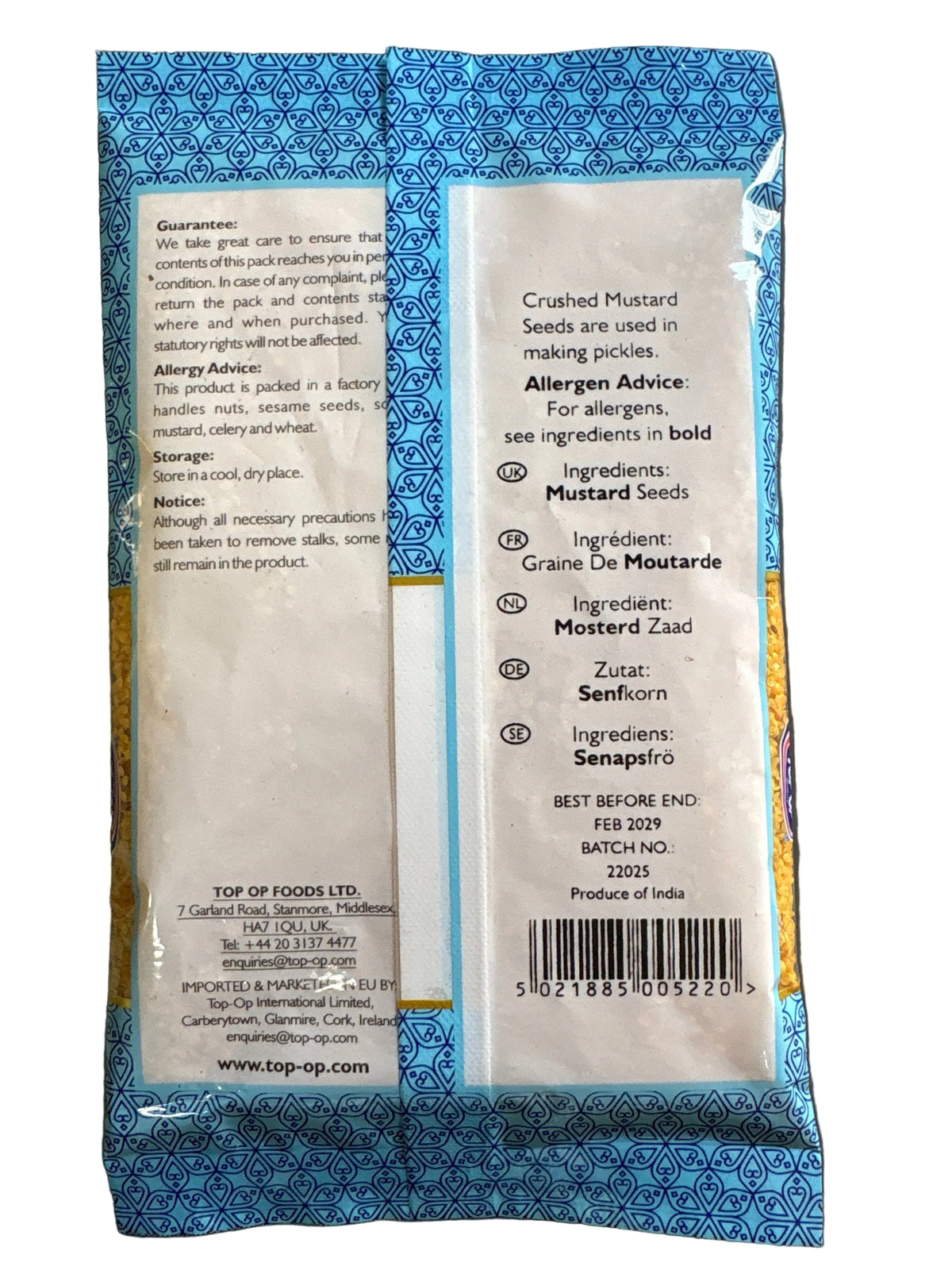 Top Op Mustard Seeds Crushed Rai Bhardo 100g