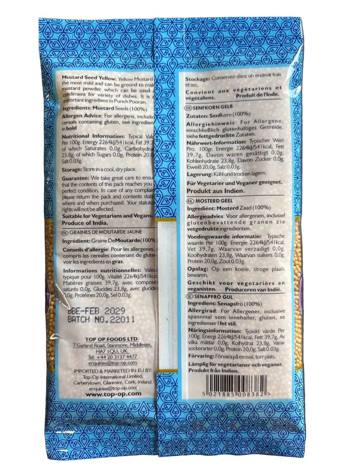 Top Op Mustard Seeds Yellow 100g