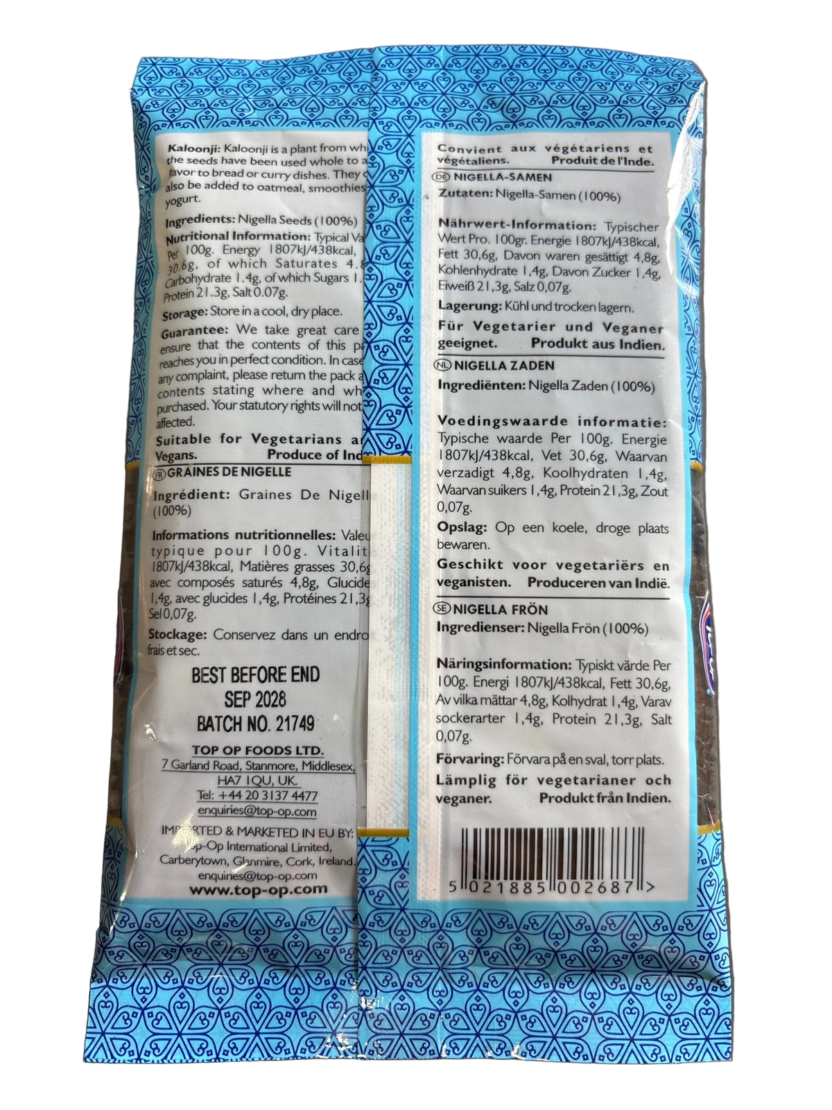 Top Op Nigella Seeds Kaloonji 100g