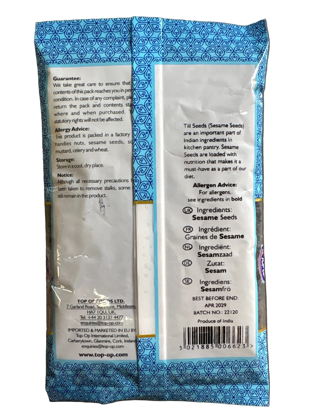Top Op Sesame Seeds Black 100g