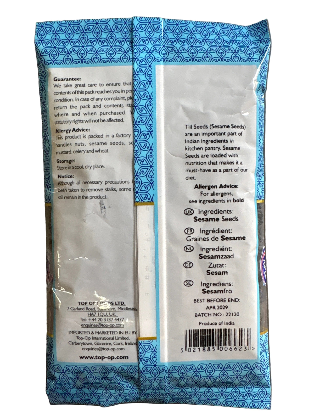 Top Op Sesame Seeds Black 100g