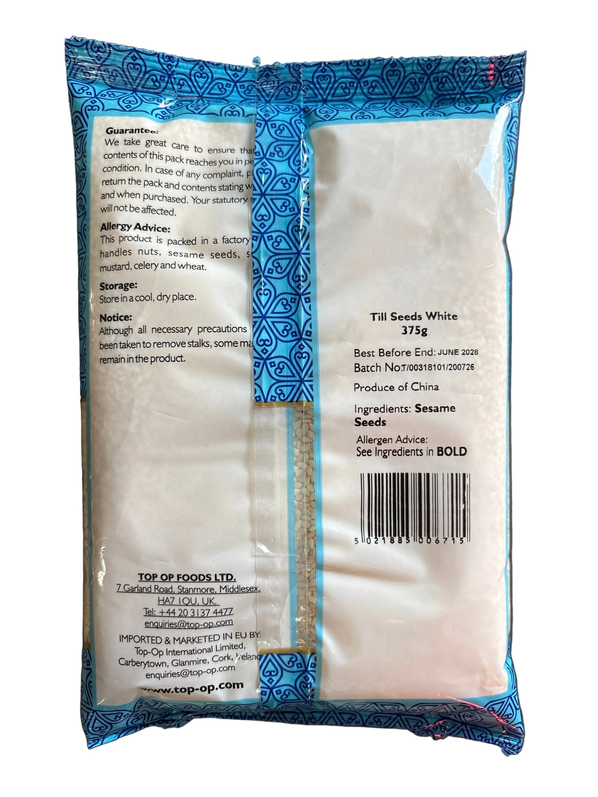 Top Op Sesame Seeds White 375g