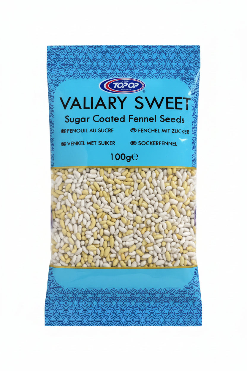 Top Op Valiary Sweet Sugar Coated Fennel Seeds 100g