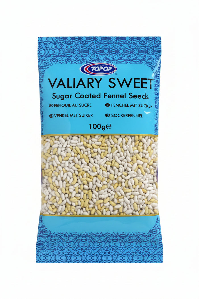 Top Op Valiary Sweet Sugar Coated Fennel Seeds 100g