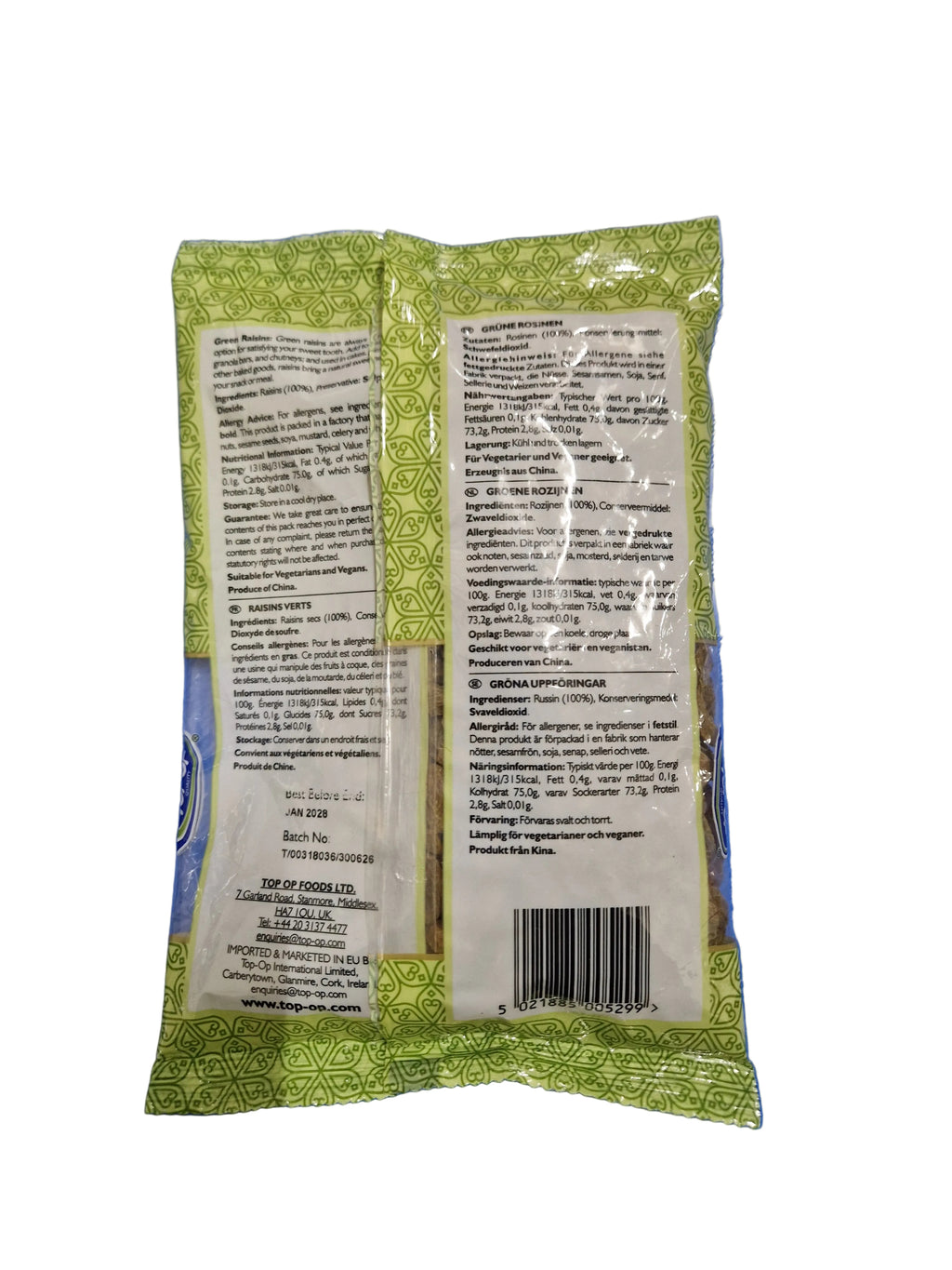 Top Op Green Raisins 250g