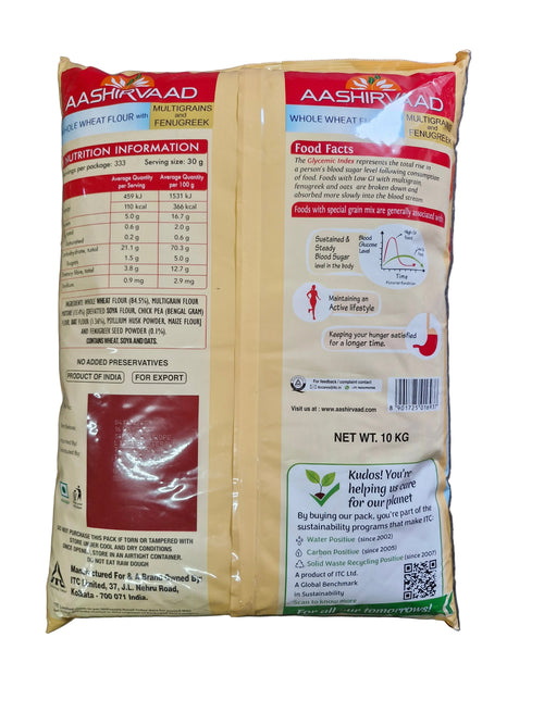 Aashirvaad Whole Wheat Flour With Multigrains and Fenugreek 10kg