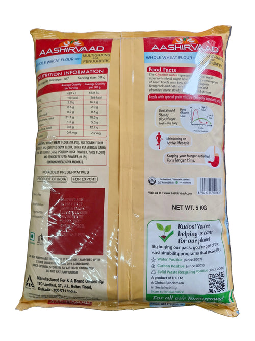 Aashirvaad Whole Wheat Flour With Multigrains and Fenugreek 5kg